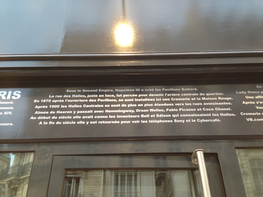 Cremerie de Paris N6 - inscriptions historiques