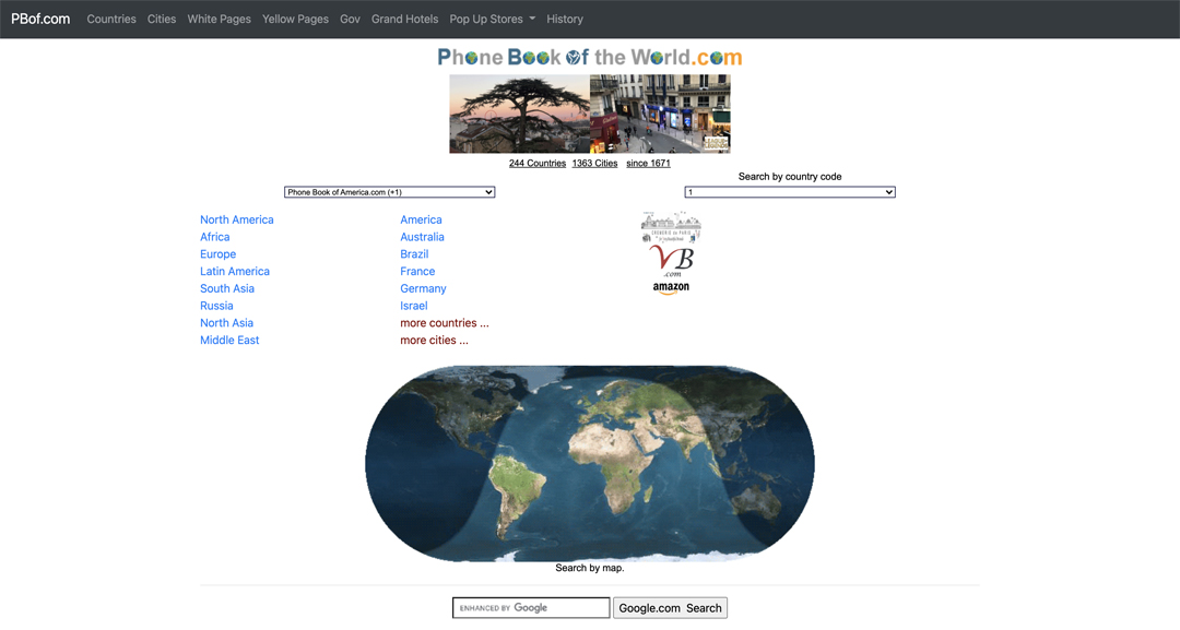 Phone Book of the World.com, page centrale