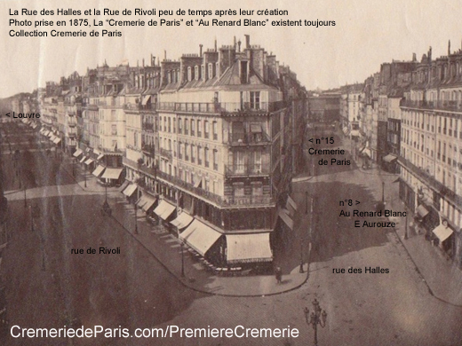 La rue des Halles et la rue de Rivoli en 1875