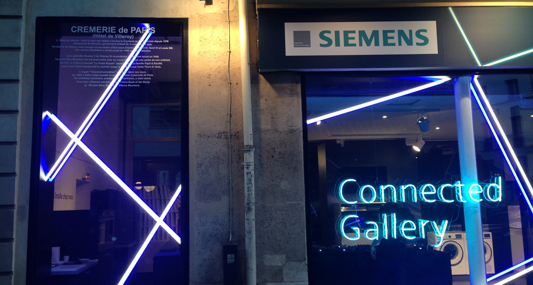 Neon windows of the Siemens Connected Gallery
