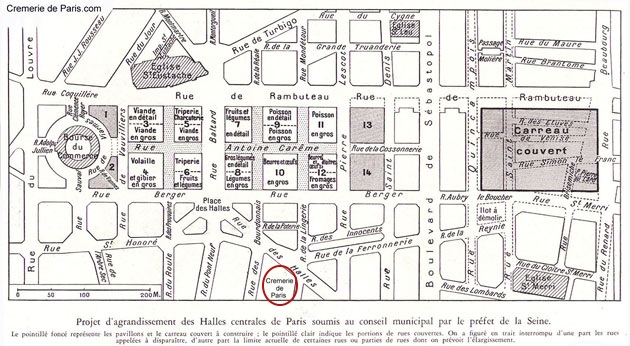 map of the Halles centrales de Paris