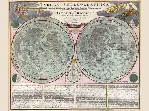 map of the moon by Homann and Dopplmayr made in 1707