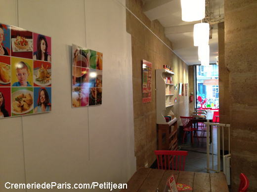 affiches Petitjean sur le mur de la Cremerie de Paris