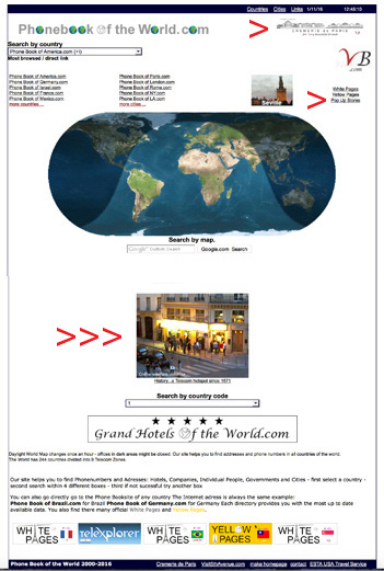 Phonebook of the World.com homepage